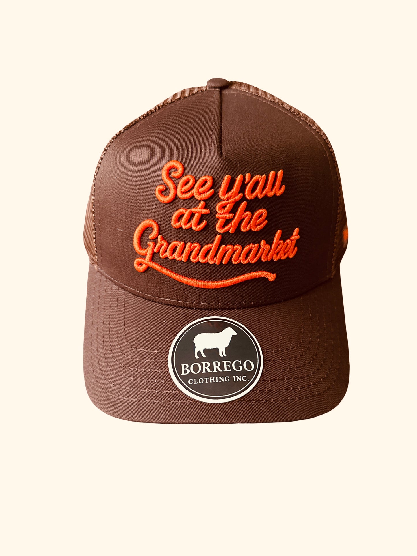 "See y'all at the Grandmarket" trucker hat
