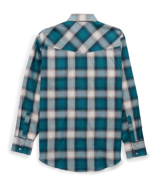 Men's Ely Cattleman Long Sleeve Textured Plaid Western Snap Shirt