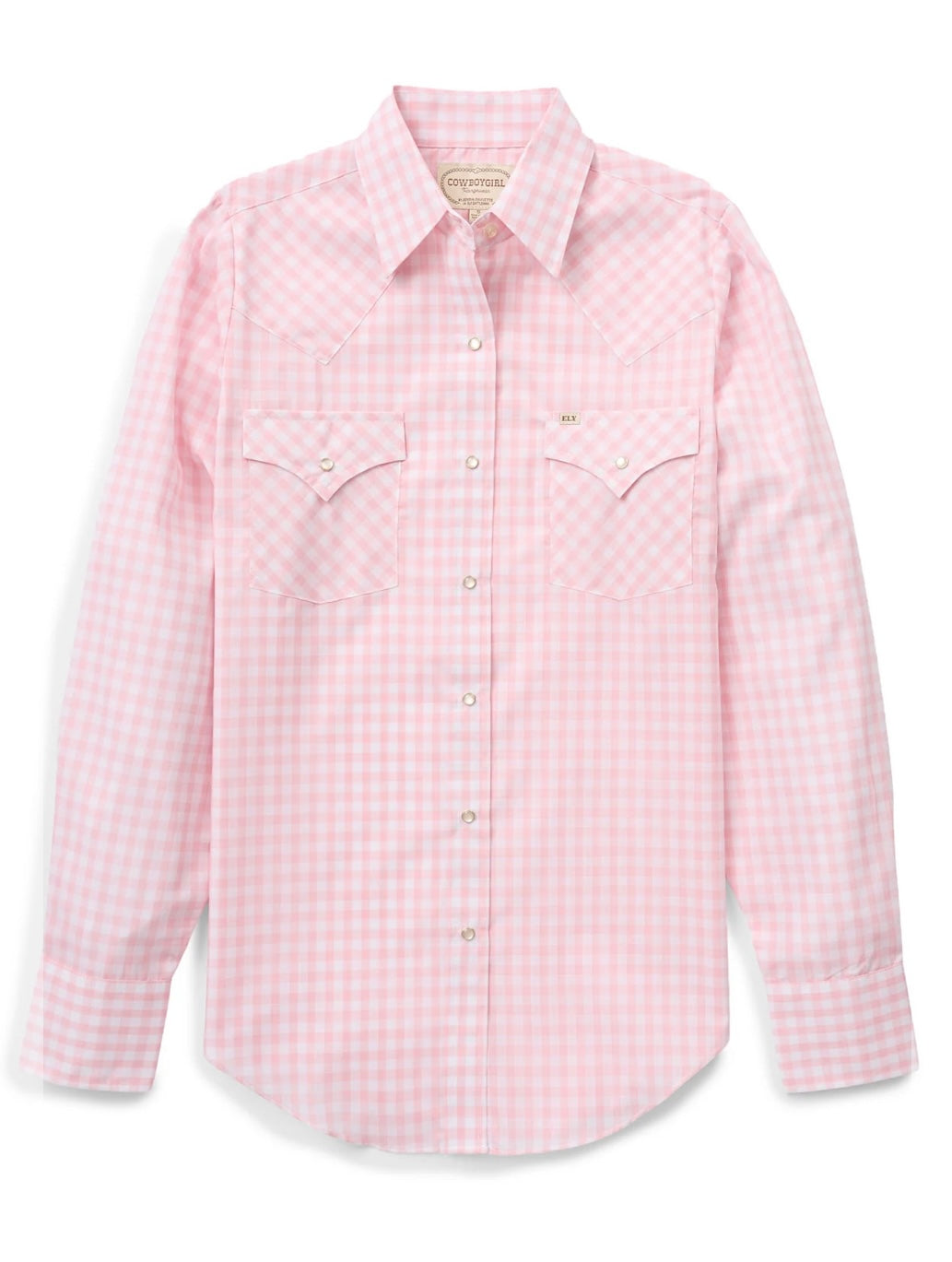 Women's Ely Cattleman Cowboygirl Blossom Pink Gingham Long Sleeve Shirt