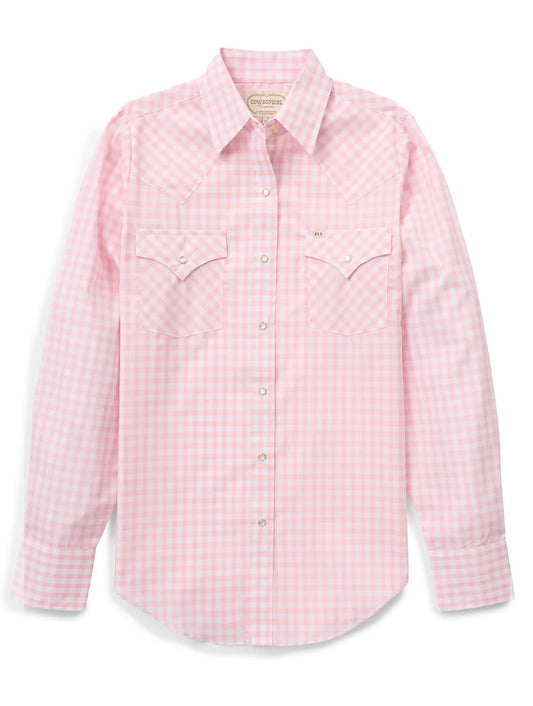 Women's Ely Cattleman Cowboygirl Blossom Pink Gingham Long Sleeve Shirt