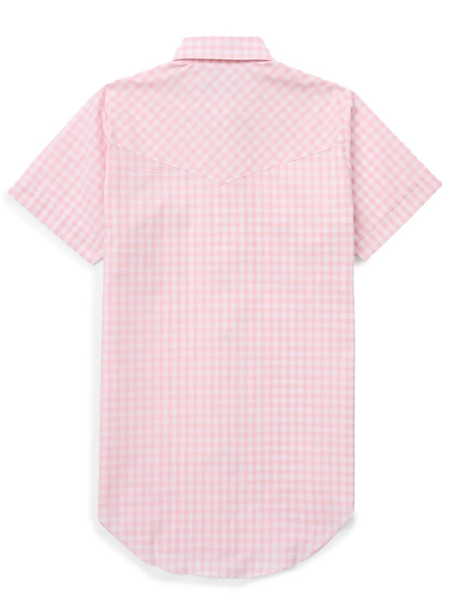 Women's Ely Cattleman Cowboygirl Blossom Pink Gingham Short Sleeve Shirt