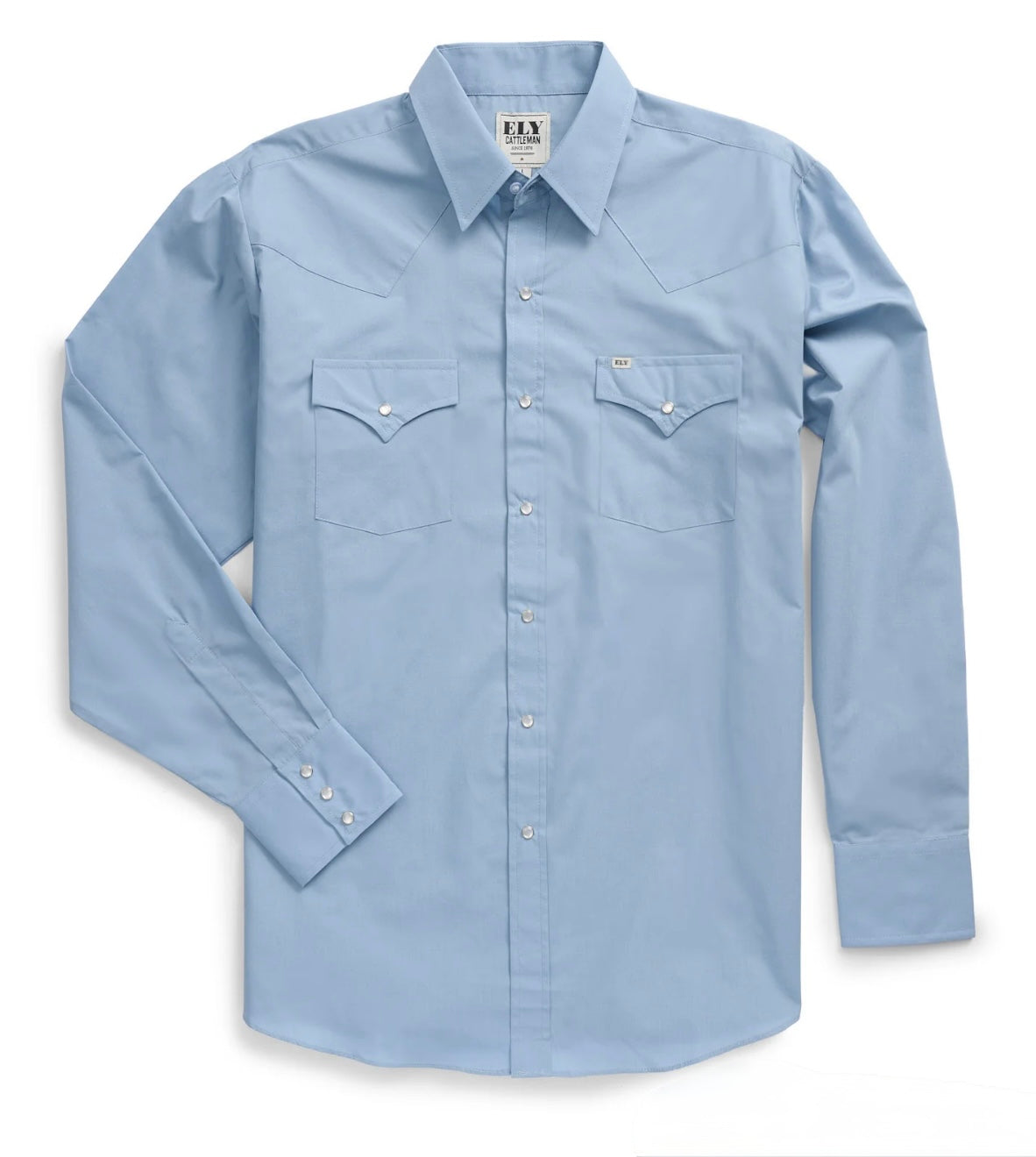 Men's Ely Cattleman Long Sleeve Solid Stone Blue Western Shirt