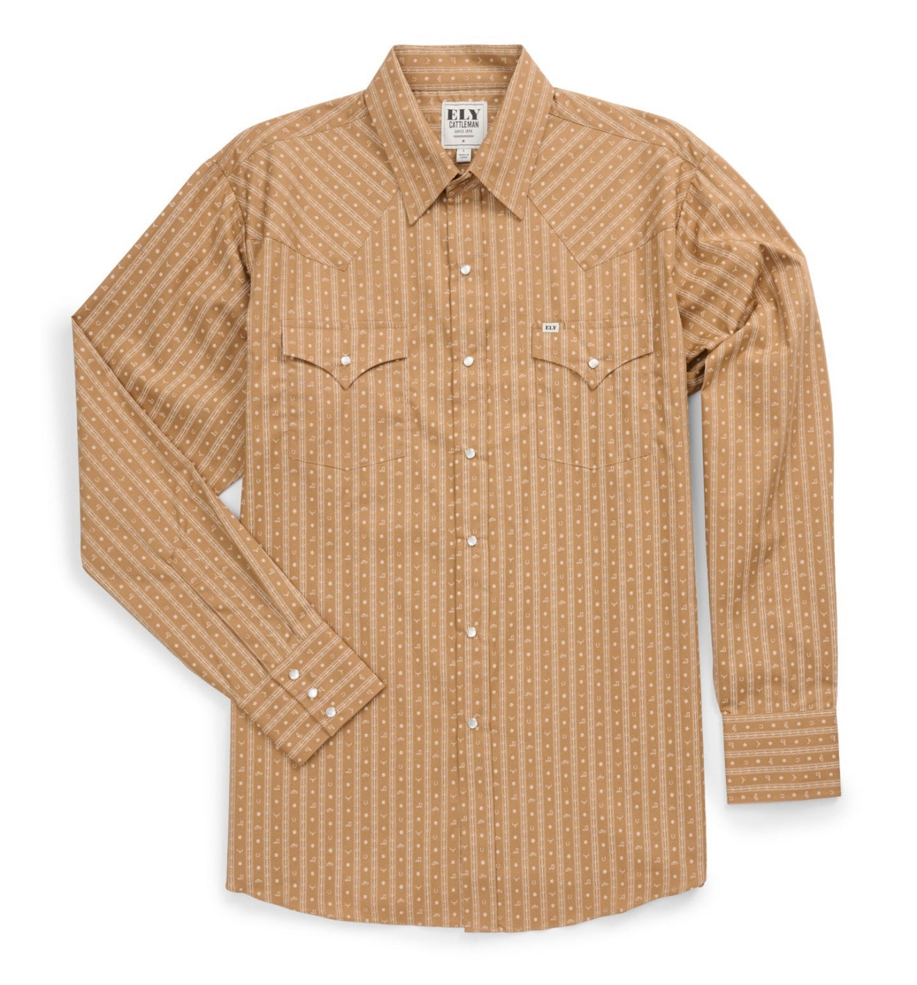 Men's Ely Cattleman Long Sleeve Barbed Wire Print Western Snap Shirt