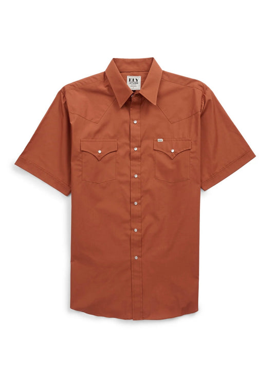 Men's Ely Cattleman Short Sleeve Solid Rust Western Shirt