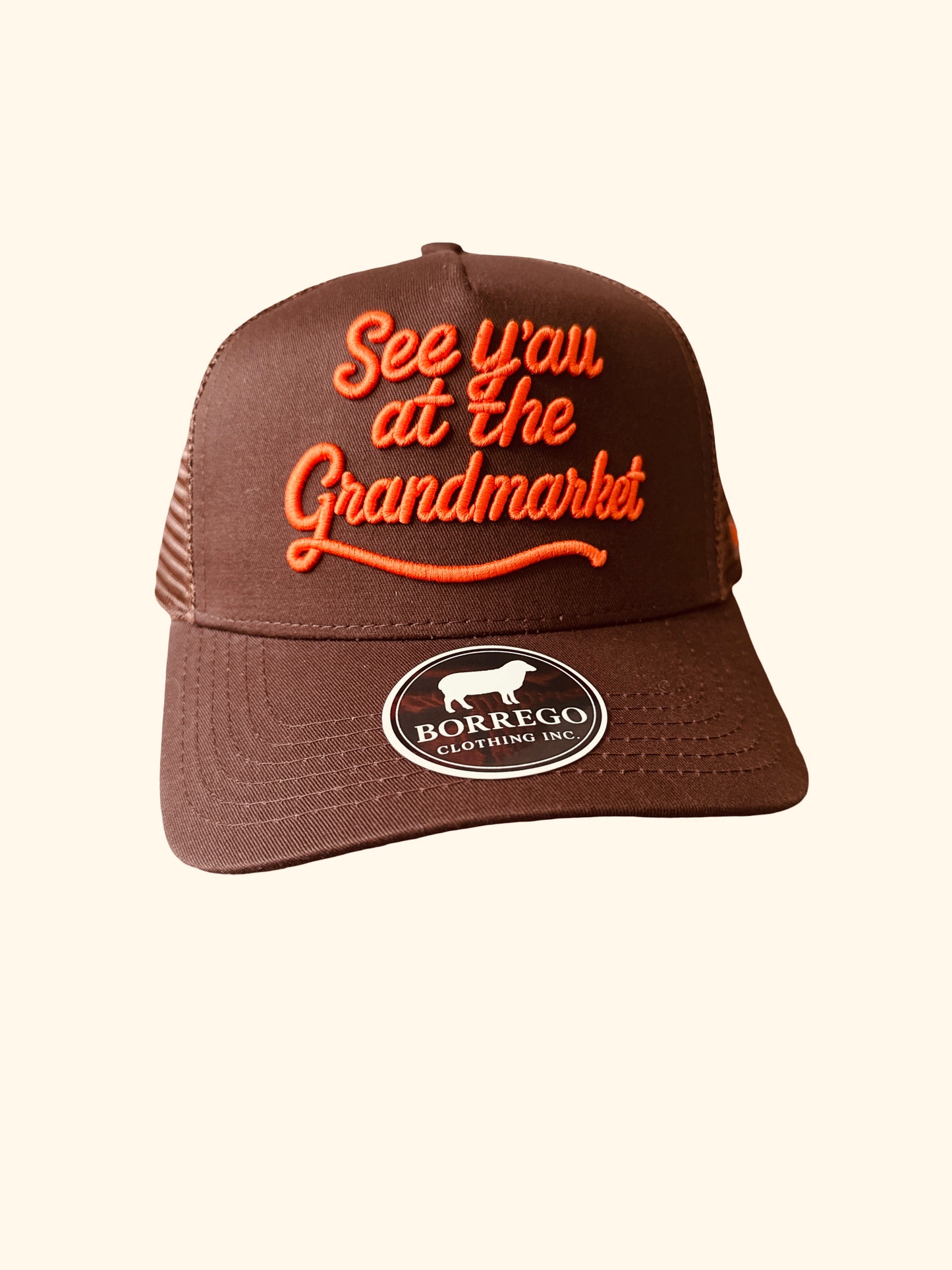 "See y'all at the Grandmarket" trucker hat