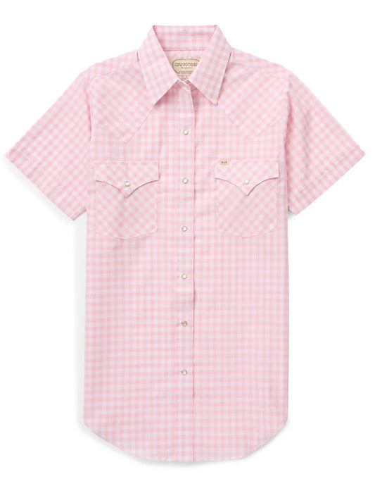 Women's Ely Cattleman Cowboygirl Blossom Pink Gingham Short Sleeve Shirt